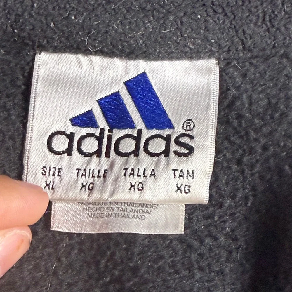 Adidas Fleece Jacket Mens XL Black Excellent Full Zip Nylon Overlay‎ Mock Neck